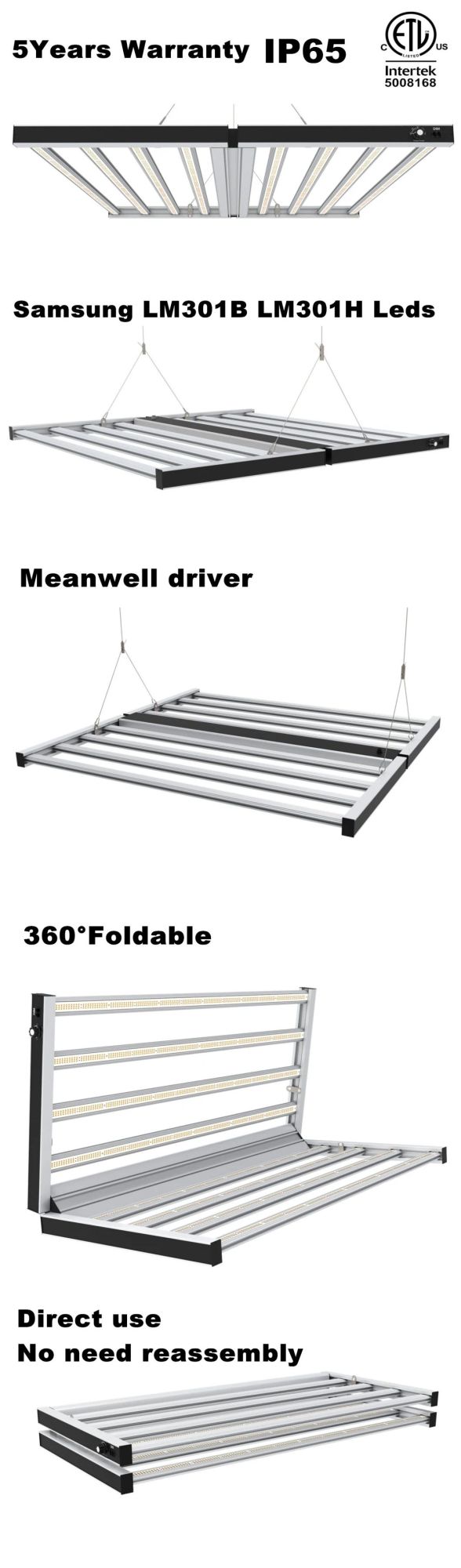 Commercial Greenhouse Growing Systems 4000K Full Spectrum 880W LED Grow Light Fixtures Best for Hydroponic Supplemental Light