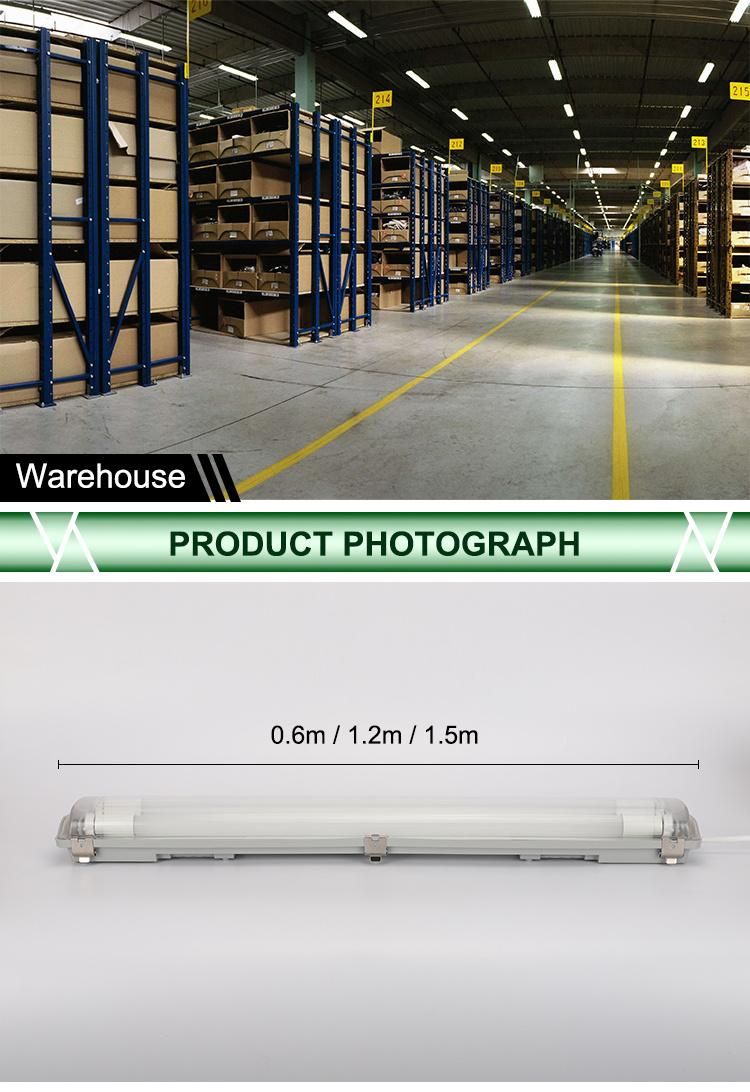 2 LED Tube 0.6m IP65 Tri-Proof Light Waterproof LED Linear Light