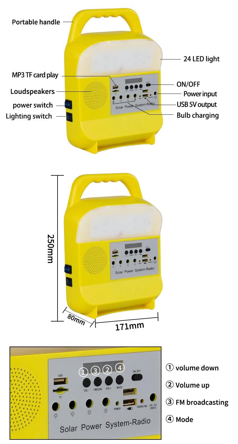 Solar Power Lamp Car with Radio Music Can Be Connected to Bluetooth LED Lights