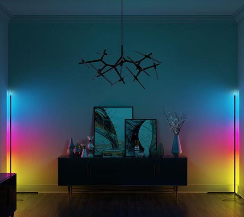 1.4m Taller Modern LED Aluminium Color Changing Corner Floor Light