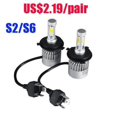 Focos LED S6 LED H1 H3 H7 H4 H13 H11 9004 880 9007 S2 Car Headlight Bulbs Luces LED S2 72W 8000lm Auto Headlight S2