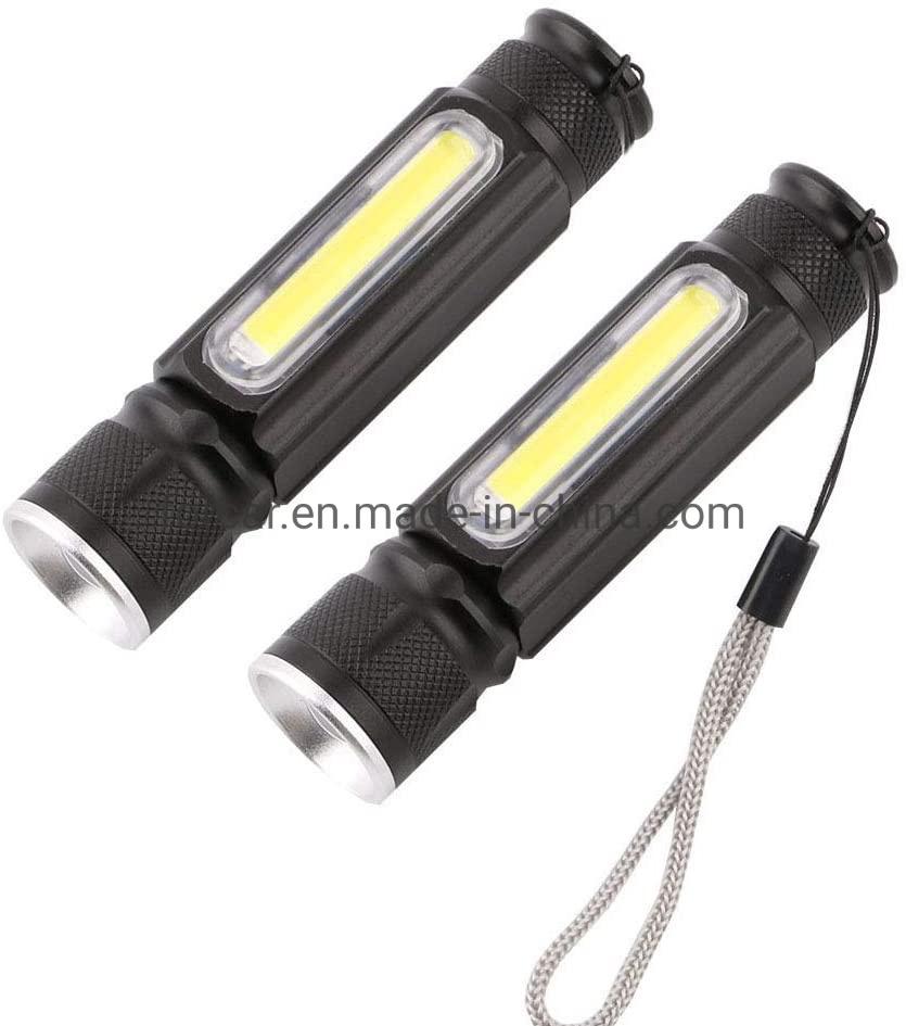 Wholesale USB Rechargeable LED Mini Handheld Torch Light Magnet Adjustable 4 Modes Zoomable LED Torch Lamp Waterproof Bright Tactical Flashlight