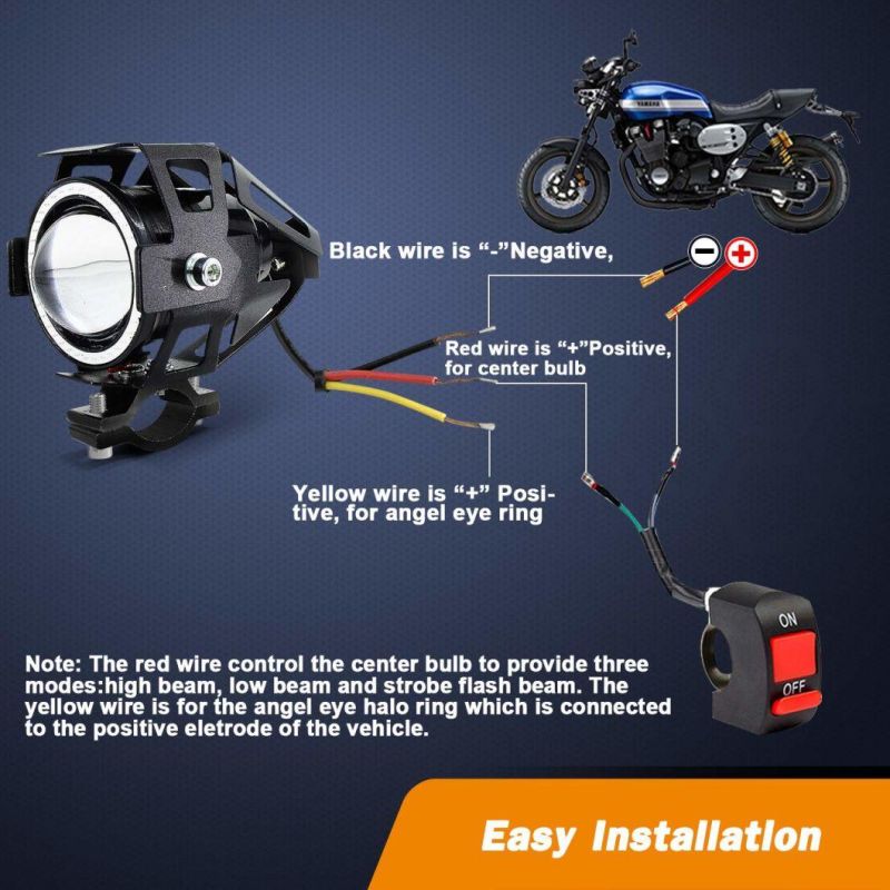 High Bright Mini Auto Car LED Motorcycle Headlight U7 Strobe Lights LED Spotlight Fog Lamp Motorbike Angel Eye Halo Ring Lights