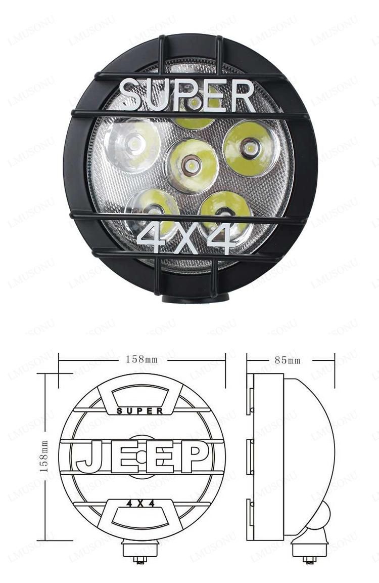 IP67 6"30W off Road LED Fog Lights Jeep Wrangler LED Work Light