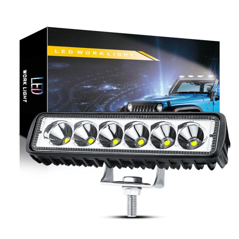 Dxz Made in China Lightbar 6inch 18W Auto LED Work Light Pods Single Row Spotlight Driving Light Foglight Boat Light ATV Car Truck off Road