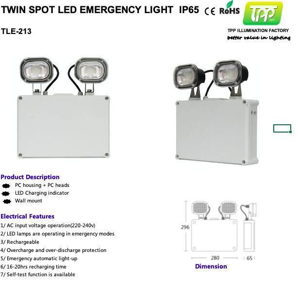 Twin Spot LED Emergency Light IP65