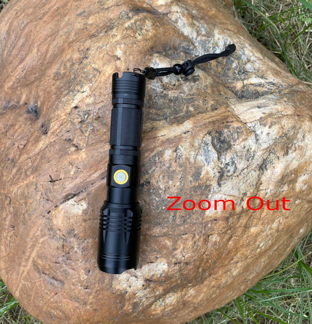 High Power Rechargeable Outdoor Camping Search Work Aluminum LED Flashlight with Zoom in and Zoom out Function