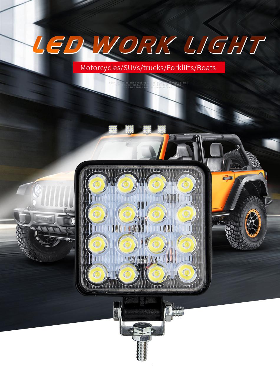 Dxz 4 Inch LED Work Light Bar 48W 16LED Spot Beam Work Light for Truck Jeep off-Road SUV 4X4 Jk 4WD
