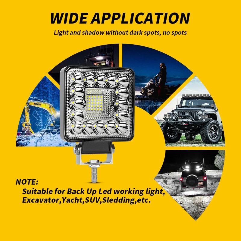 Dxz 4inch Universal Car Truck SUV off Road Flood Spot Lamp Vehicle 123W 41LED 12V 24V Square LED Work Lights