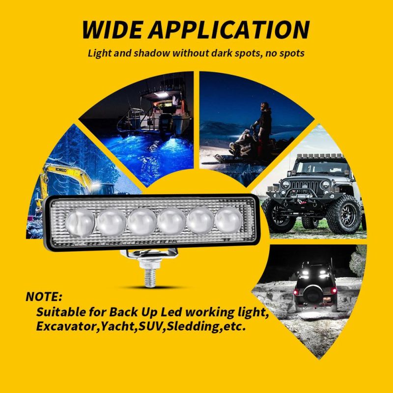 Dxz DC12V 24V 18W 3D 6SMD LED Bright Light Spotlight Work Bar Driving Fog Offroad Car Lamp