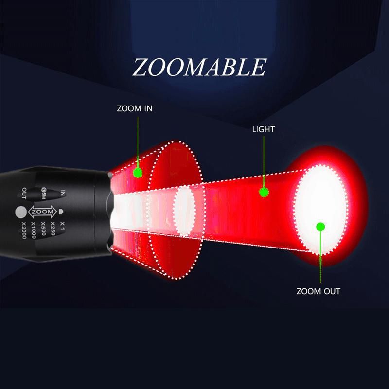 Aluminum Alloy Hunting Tactical Backup Torch LED Red Light Flashlight