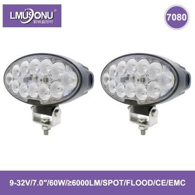 New 7080 LED Work Light 7.0 Inch 60W 9-32V 6000lm Spot Flood Beam for Car Truck
