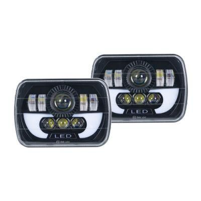 Rectangle LED Headlight DRL Hi/Low Sealed Beam H4 Plug for Jeep