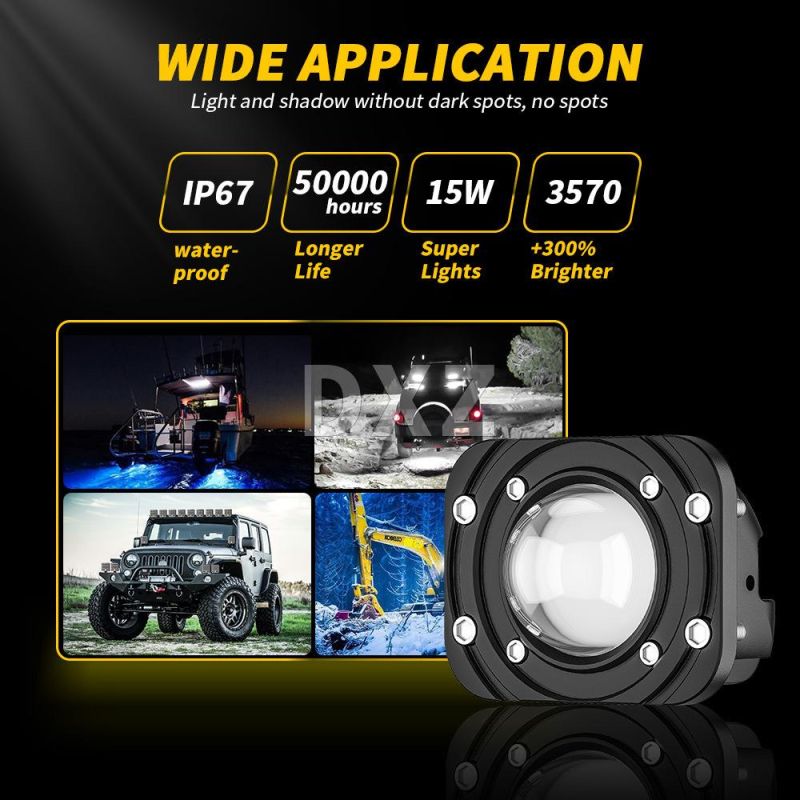 Dxz Round LED Bi-Color Spotlight 3 Inch Round Spotlight off-Road IP67 Waterproof LED Pod LED Work Light Driving Light