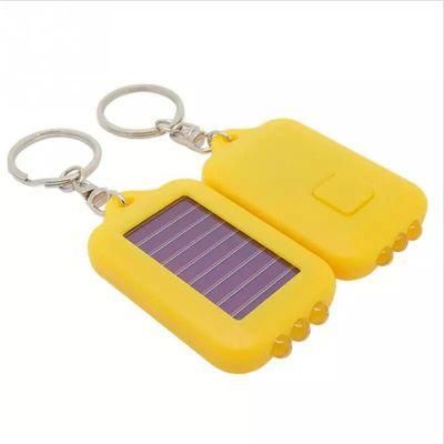 Goldmore10 Mini LED Solar Flashlight Torch Light Bulb Portable Solar Power Rechargeable 3 LED Lamp Flashlight Keychain Torch Ring Holder