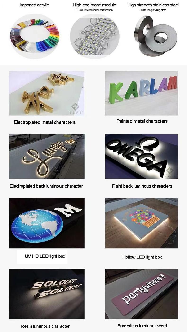 Customized Back Luminous Words Characters Billboard Factory Direct Sales LED Sign