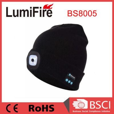 SMD LED Lithium Rechargeable Polymer Knitted Hat Light with Bluetooth