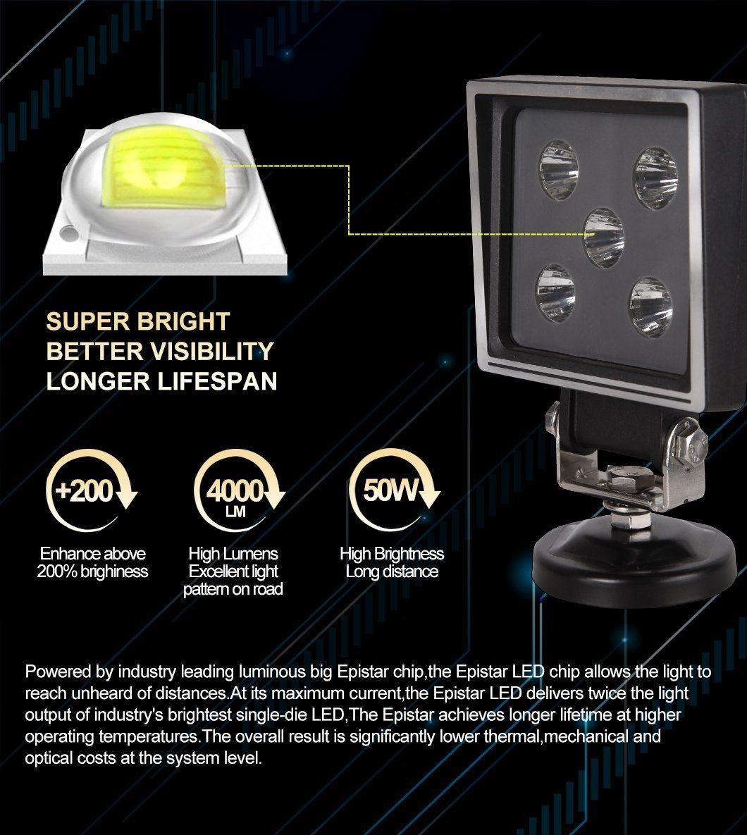 Accessories Car 50W Square CREE Chip Super Bright Auto Flood LED Light Work