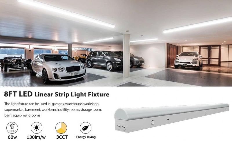 60W LED Shop Lights 8FT Linear 130lm/W, 3CCT LED Light Fixtures for Garage Warehouse Supermarket, 8 Foot LED Commercial Ceiling Lighting, Fluorescent Replacem