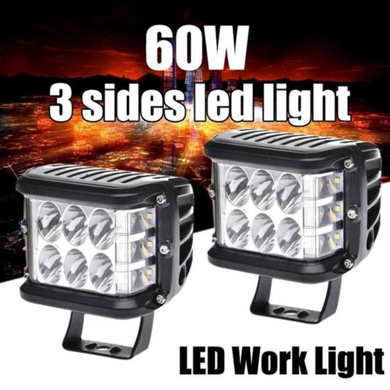 Strobe 4 Inch 60W 3 Side Shooter off Road LED Flash Work Lights