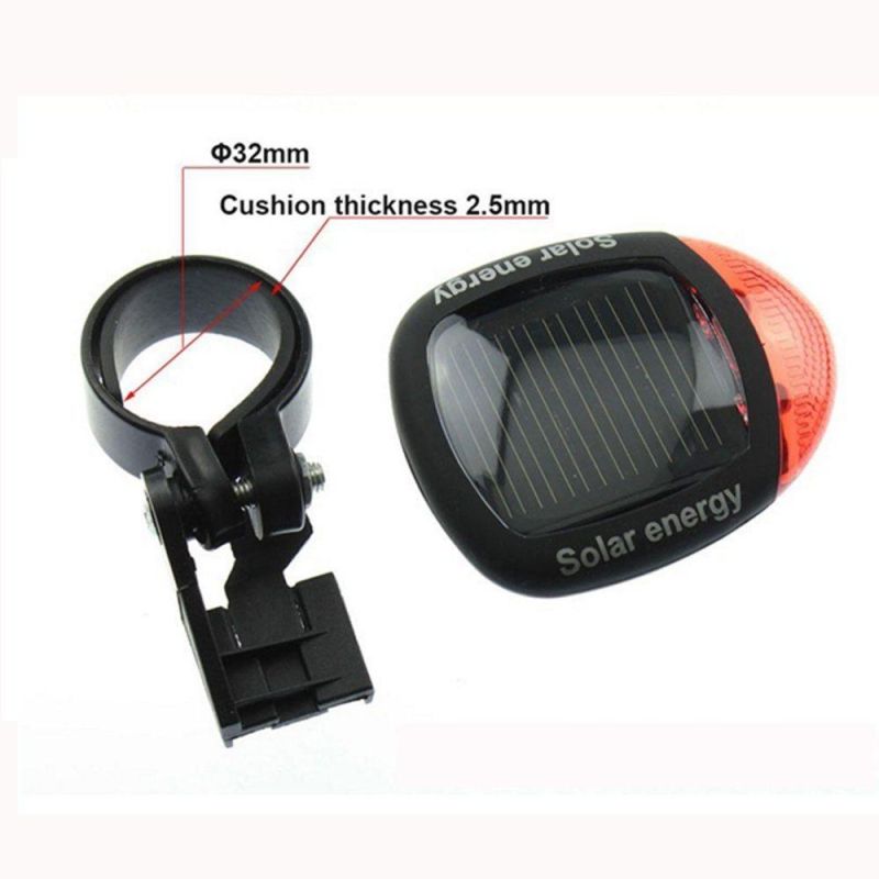 Solar Powered Rechargeable Bike Rear Back Safety Lamp LED Bicycle Tail Light