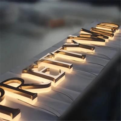High Quality LED Signs Polished Mirror Metal Back Lit Signage Letters 3D Illuminated Channel Letters LED Sign