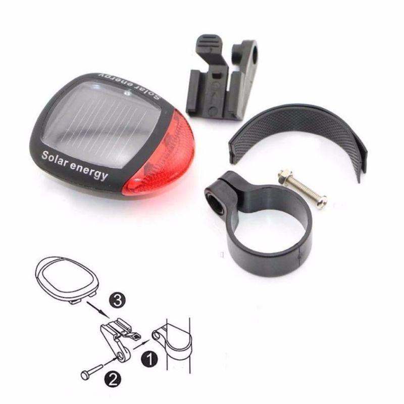 Solar Powered Rechargeable Bike Rear Back Safety Lamp LED Bicycle Tail Light