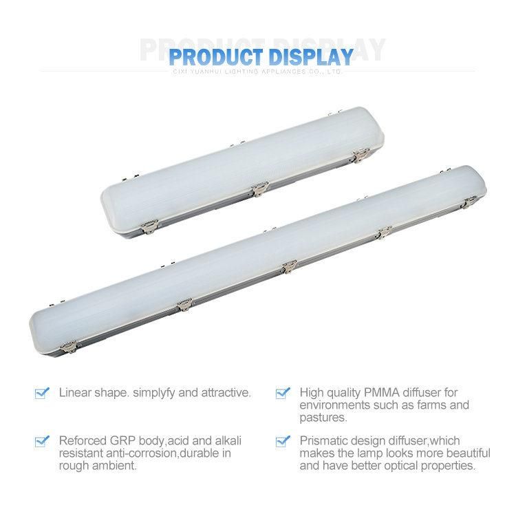 GRP Light LED Tri-Proof Light 36W Flat Surface Mounted Slim Office LED Batten Light Linear Light