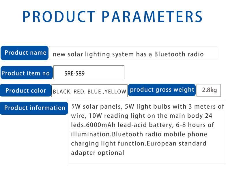 Solar Charging Small System Light with Solar Panel Can Listen to The Radio Connected to Bluetooth Emergency LED Light