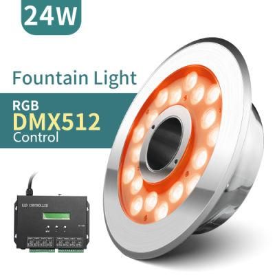 Manufacturers 24W IP68 Structure Waterproof RGB DMX512 Control LED Lights for Water Fountains
