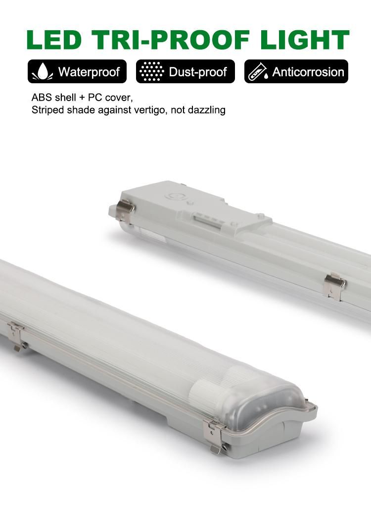 LED Waterproof Fluorescent Tube Parking Lot Emergency Light Engineering Transformation Tri-Proof LED Garage Lighting