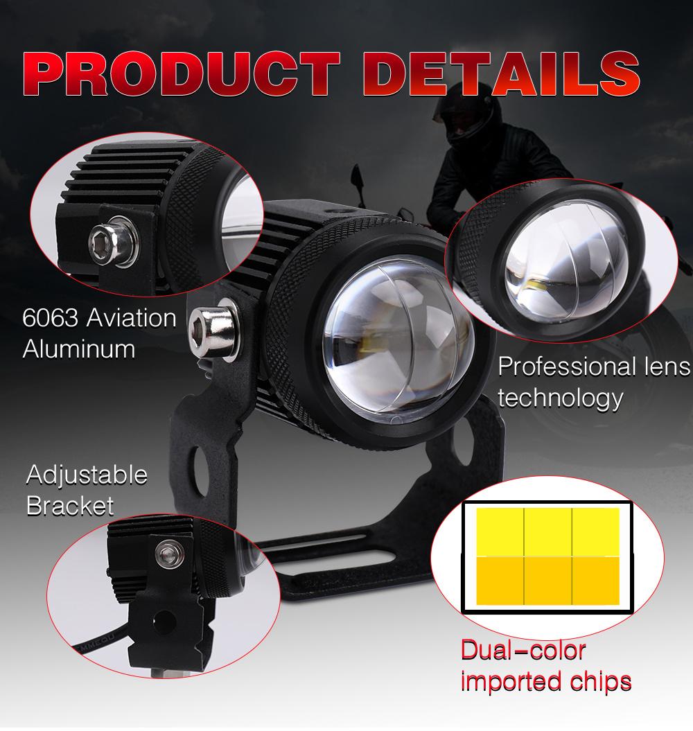 Auto Lighting System ATV UTV 6500K 3000K Dual Color Headlight Fog 12V LED Flood Work Light for Motorcycle