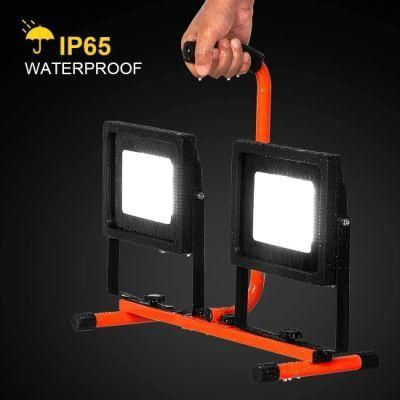 IP65 Water Proof Outdoor Portable 2 Heads 200W 16000lm Foldable LED Emergency Work Flood Light Lamp with Hand Holder
