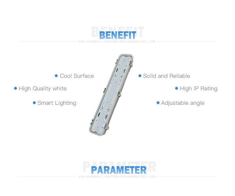Glass Fiber Reinforced Plastics (GRP) 36W 1200mm Cool White Tube Waterproof LED Light Fixture