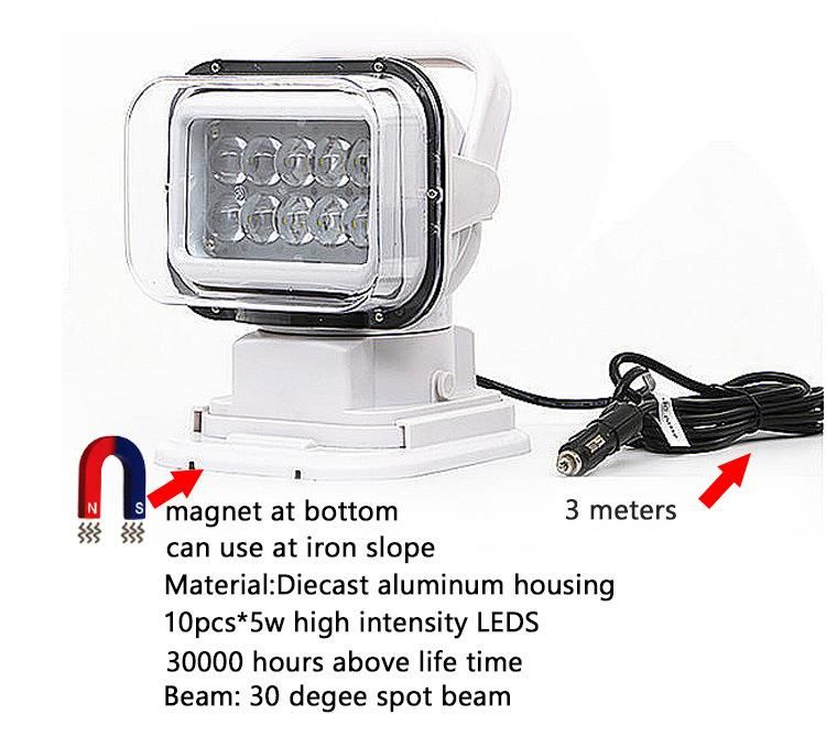 360 Degree Remote Control 60W Marine LED Spot Light for off Road Vehicles 4X4 Headlights 12/24V 7 Inch LED Searching Light