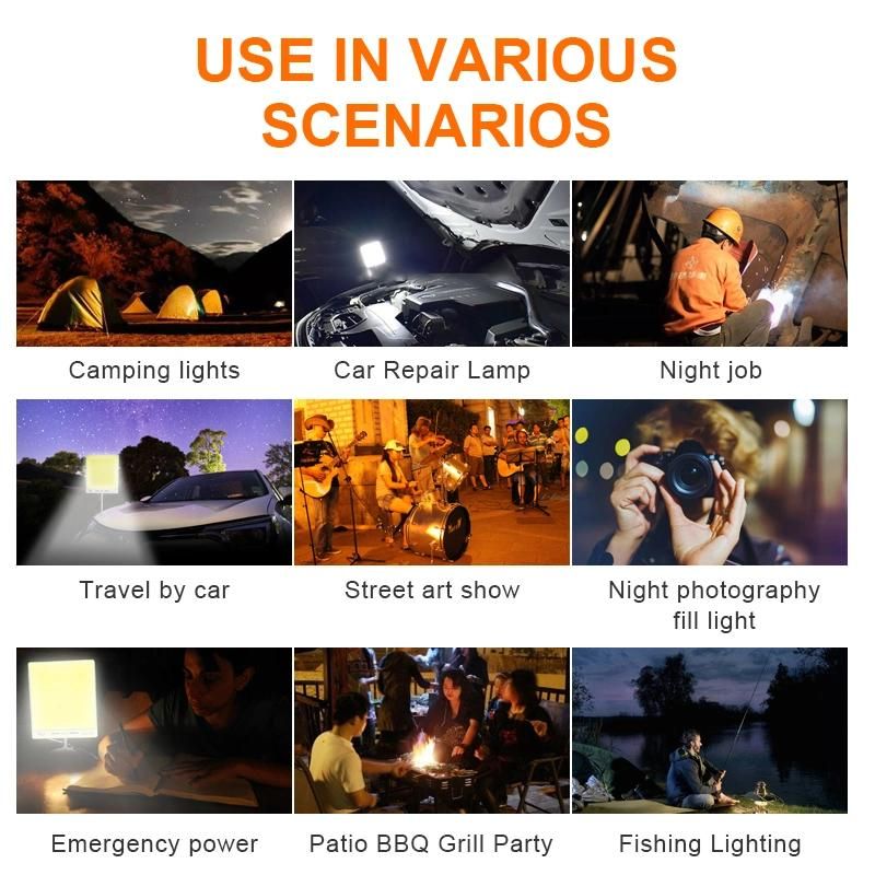 360light 300W 12V LED Camping Light Outdoor Remote Control Camping Lantern with Magnet for Repairing The Car Fill Light Party