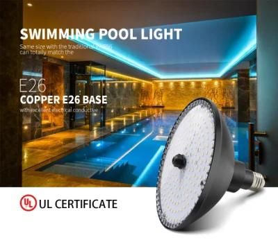 18W 12V E26 Base Warm White Wireless Multicolor LED Bulb PAR56 Pool Light Underwater Light with UL/TUV