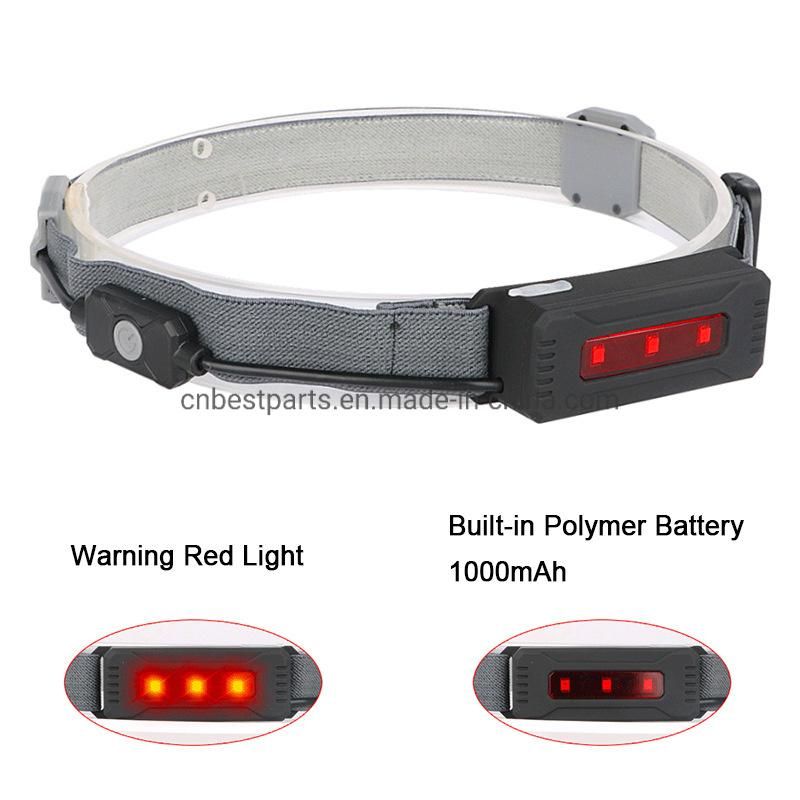Super Bright Camping Head Torch Strip Lamp Rechargeable Full Vision LED Head Torch Light Emergency Headlight Back Warning COB LED Headlamp