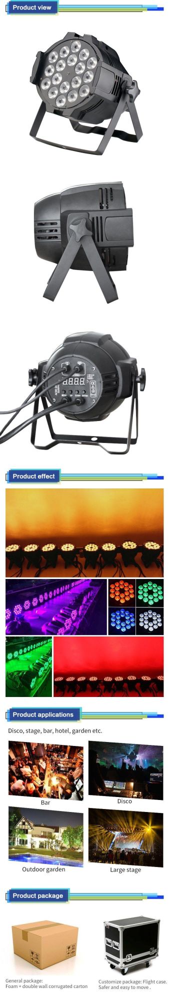 Disco DJ Stage Lighting 18PCS 6in1 LED PAR Light