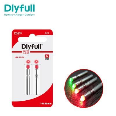 Dlyfull 3.0V Fishing Float Light LED Stick PS435 Red 2PCS=One Card for Night Fishing or Archery