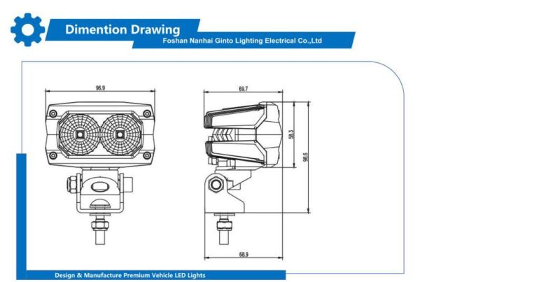 Low Energy Osram 20W 3.8" LED Work Light for Offroad Agricultural Tractor with Swivel Bracketor