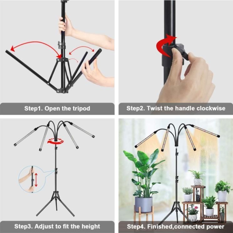 Grow Light with Tripod Stand LED Growing Light for Indoor Plants with Timer Plant Growing Lamps