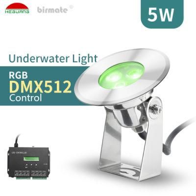 SS316L Material 5W RGB Colorful Changing Ik10 LED Underwater Lighting IP68 Waterproof