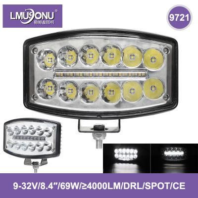 Lmusonu New Square 9721 LED Driving Lights 8.4 Inch 60W 4000lm Spot Beam with DRL
