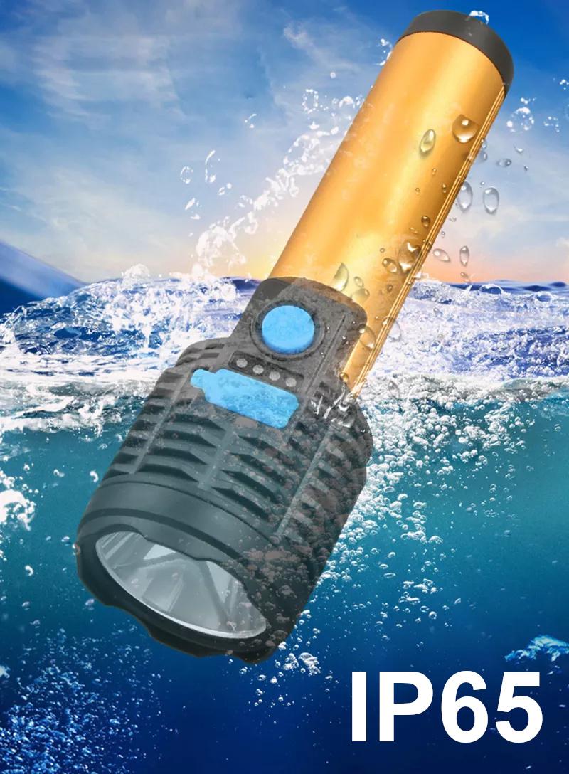 Rechargeable Battery Built-in Main Spot Beam Size Flood Beam LED Torch Flashlight Camping Lantern