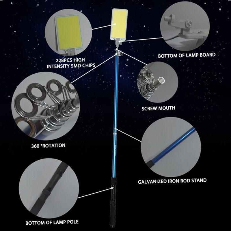 360 Light 2775lm 228PCS SMD Telescopic Rod LED Camp Lights Outdoor Portable LED Camping Lantern