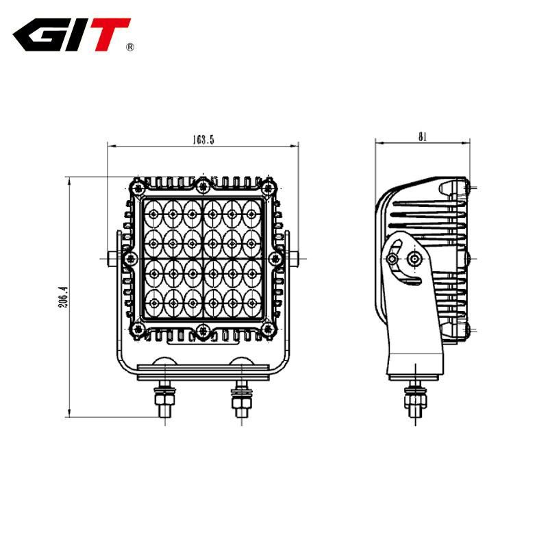 7inch Square LED Work Light for Heavy Duty Tractor Excavator Ttruck Agricultural Machinery Mining Farming