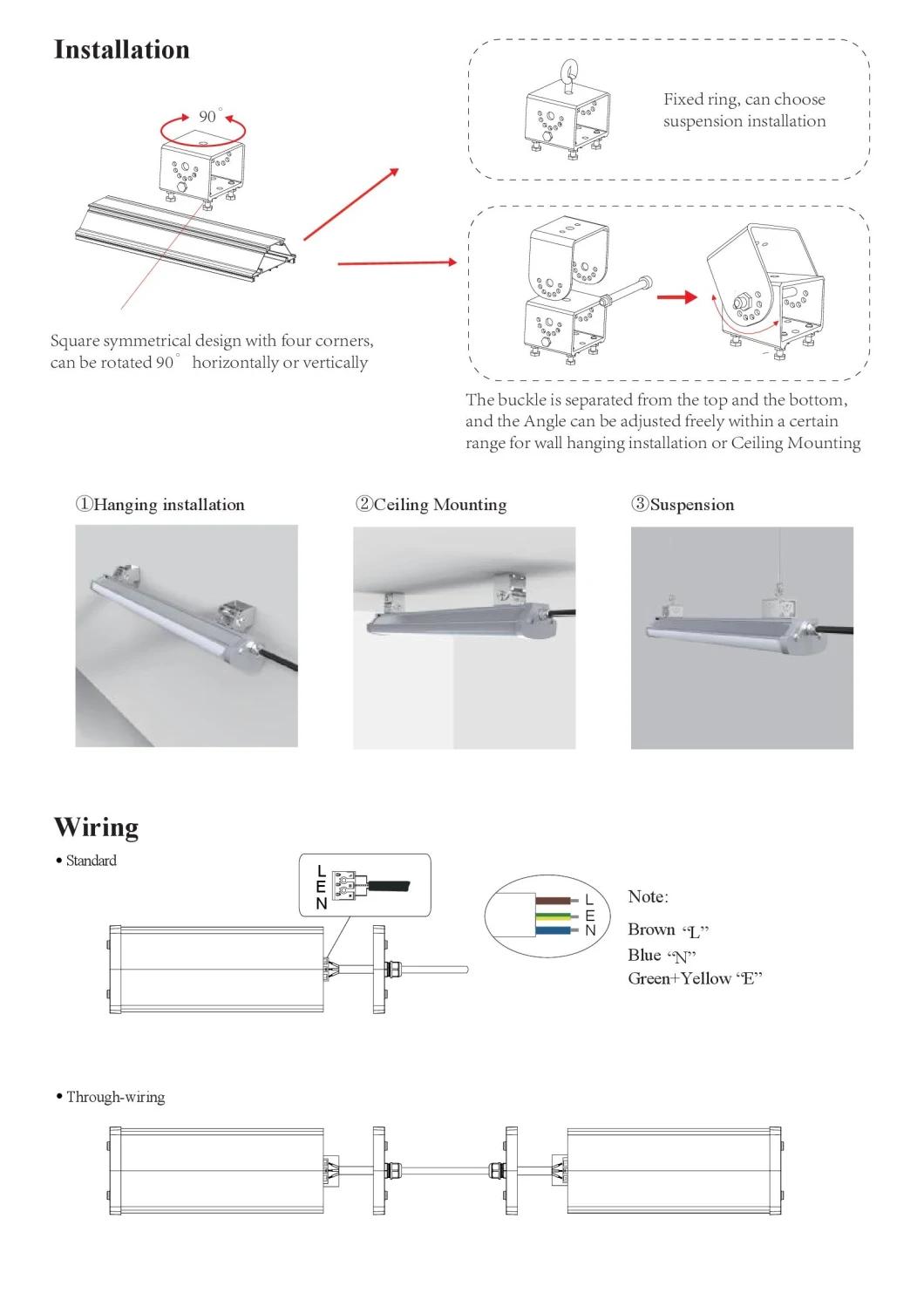 H110-1200mm 4FT Vapor Proof Frosted Lens Warehouse LED Linear High Bay Light Fixtures 60W