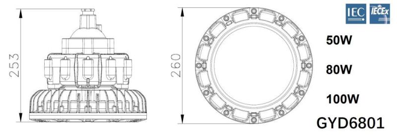 The Ex Approved Super Bright Refineries Petrochemical Industry 20250lm Optimal Control of Light LED Flood Light 50W To150W Atex Directive 94/9/Ec LED Light