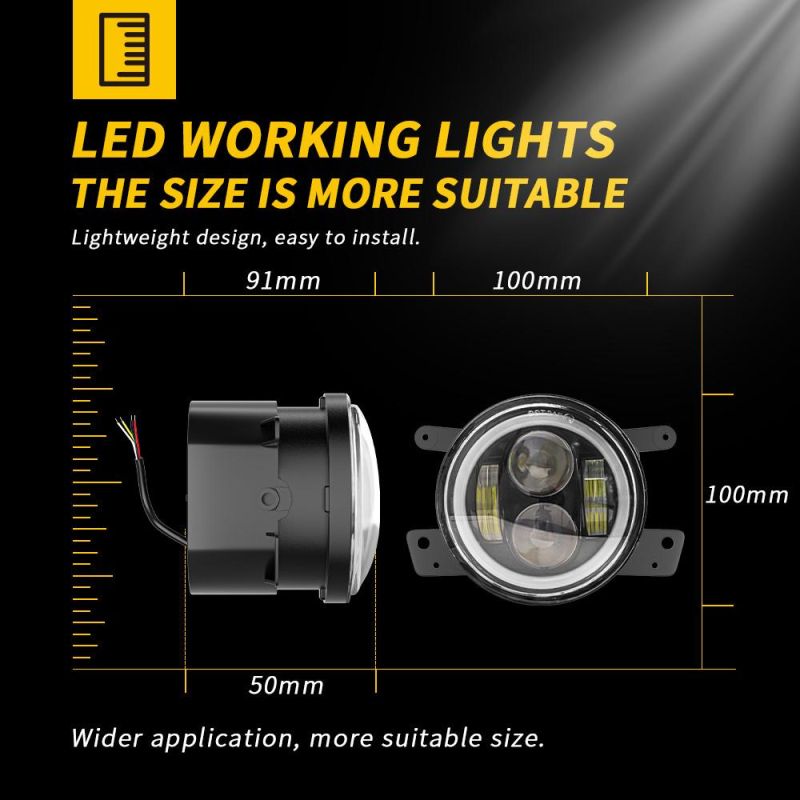 Dxz Car Lighting System H8 40W Fog Lamp Assembly LED Driving Work Lights for 4X4 Offroad Jeep Wrangler Motorcycle Bicycle